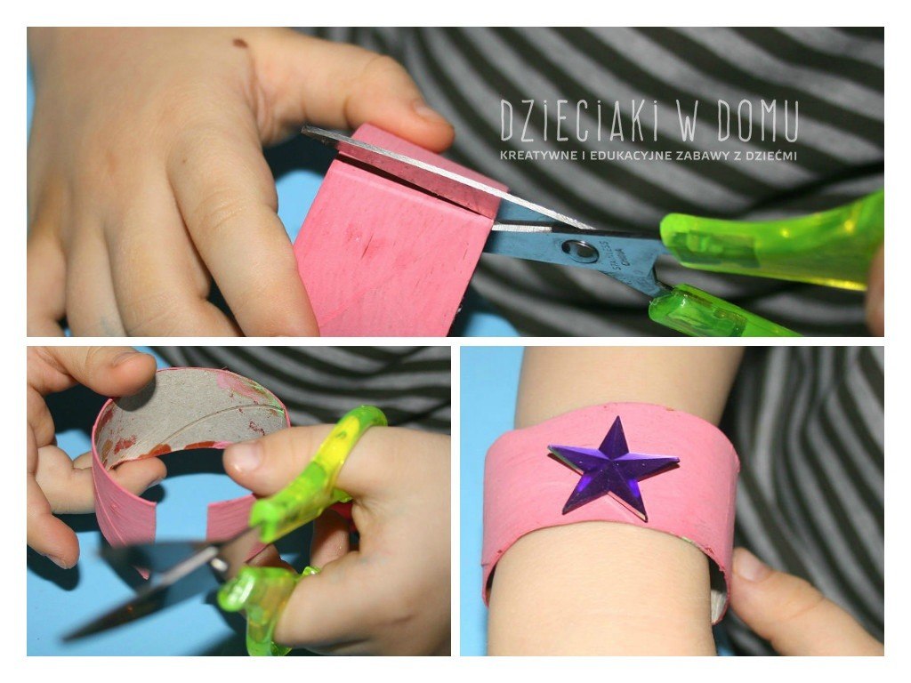 bransoletki z rolek - kreatywna praca dla dzieci