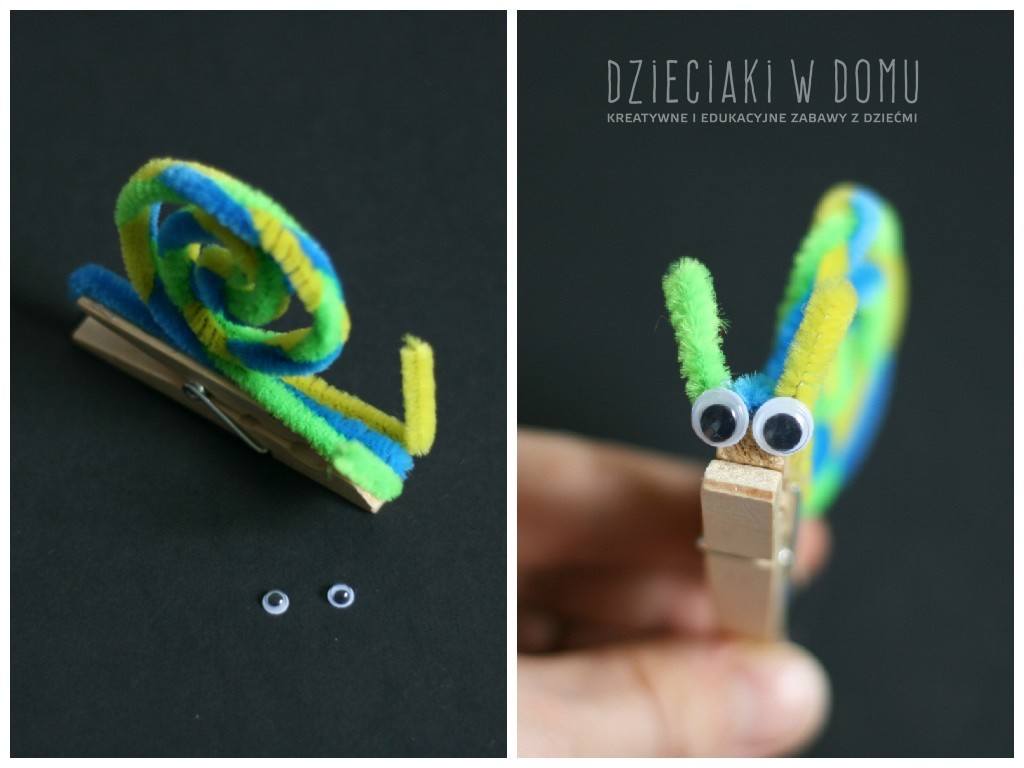 kreatywny ślimak z klamerki - praca dla dzieci
