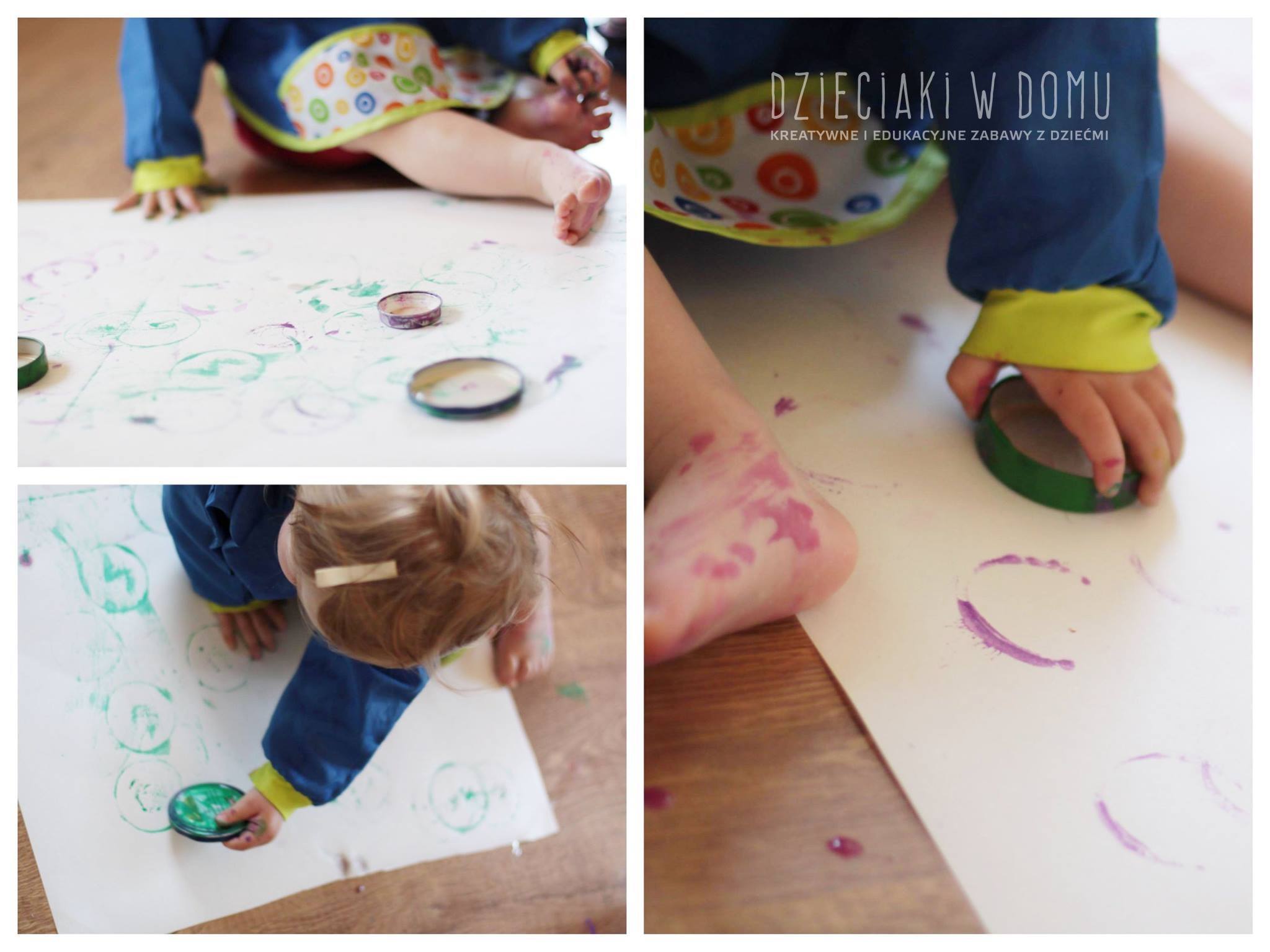 malowanie pokrywkami - kreatywna zabawa dla dzieci