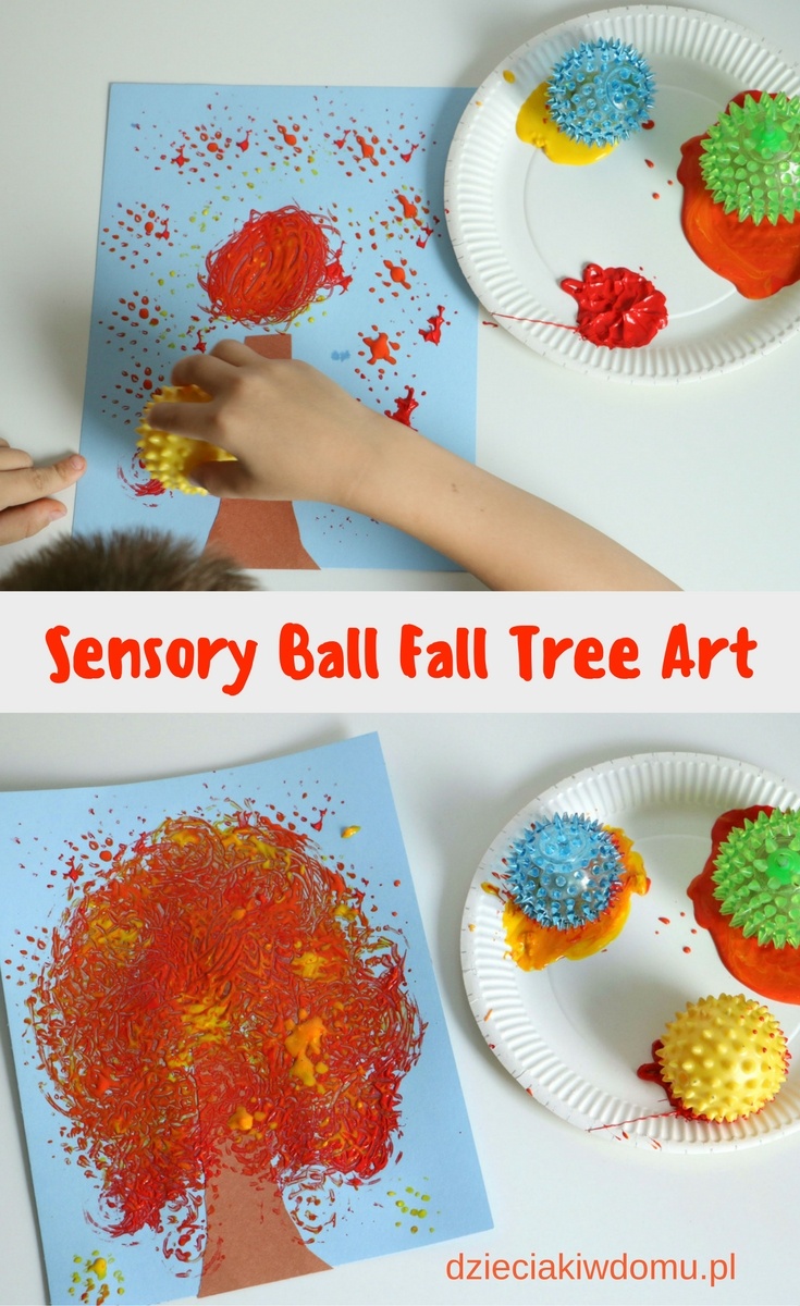 sensory ball fall tree art for kids