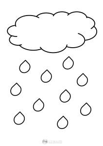 Chmura i krople deszczu - karta pracy dla 2-3 latka