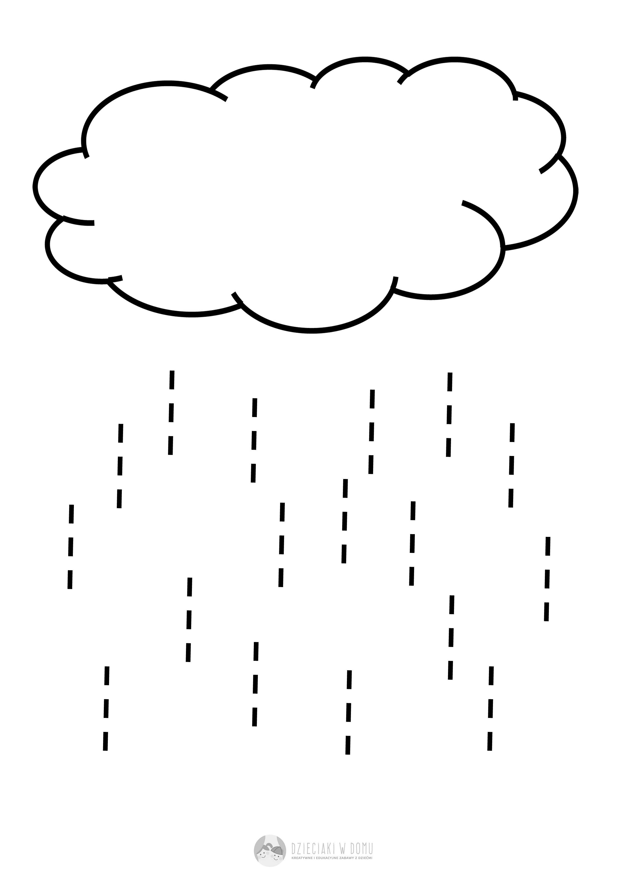 Chmura i krople deszczu - karta pracy dla 2-3 latka